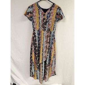 by&by Girls Flutter Sleeves Hi Low Dress Multicolored Floral 14